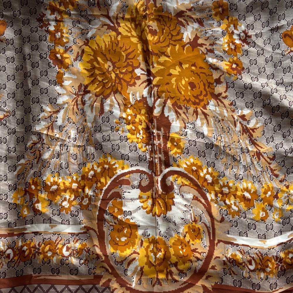 Floral Patterned Scarf with Logo